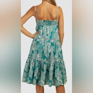 Trina Turk Green Ruffled Tiered Midi Sundress